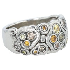 Alex Sepkus Platinum “Swirling Water” Natural Color Diamond Dome Band