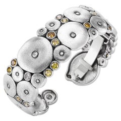 Alex Sepkus Platinum “Orchard” Cuff Bracelet with Natural Color & White Diamonds