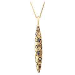 Alex Sepkus 18K Yellow Gold “Shark” Diamond & Sapphire Pendant Necklace