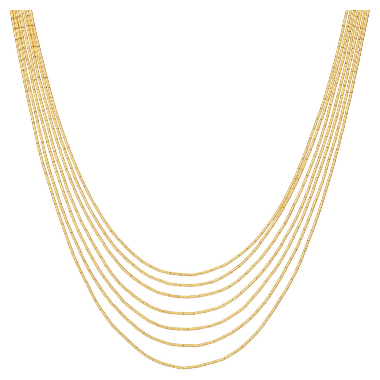 Pre-owned Gurhan 24k Yellow Gold 7-strand �rain� Necklace With Drizzle Beads