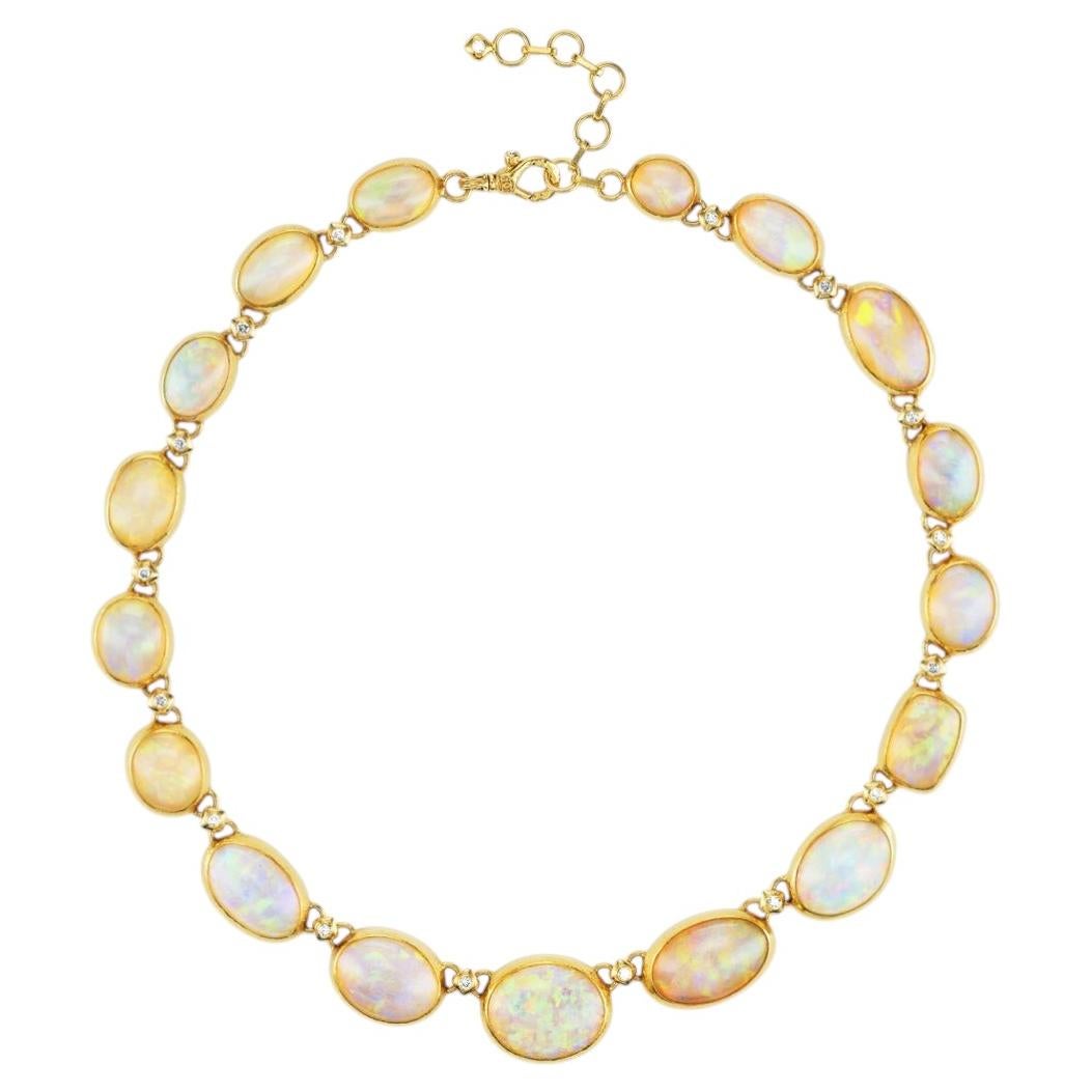 Pre-owned Gurhan 24k Yellow Gold One-of-a-kind Ethiopian Opal & Diamond Necklace
