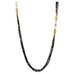 Collier Gurhan à 7 rangs en or jaune 24 carats et spinelle noir – Bijoux de luxe