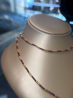 Gurhan 24K Yellow Gold Ruby & Hammered Vertigo Bead Necklace – Luxury