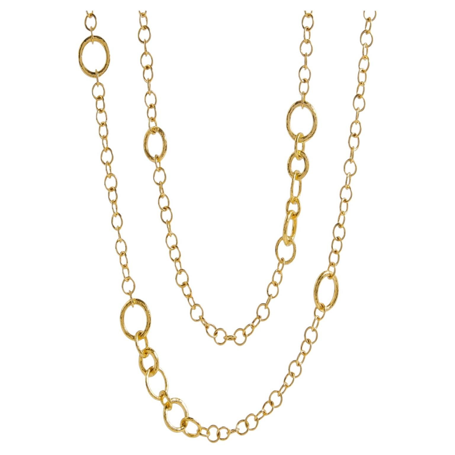 Pre-owned Gurhan 24k & 22k Yellow Gold Hoopla Mixed Link Chain Necklace