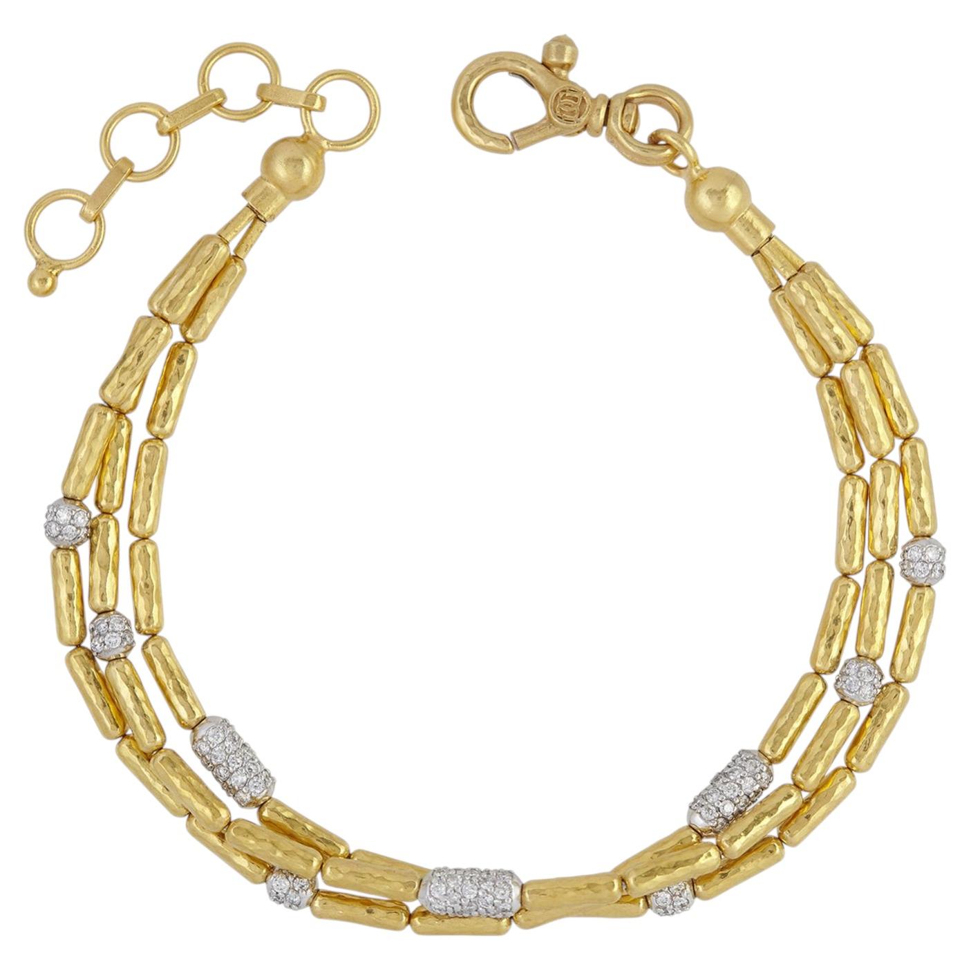Pre-owned Gurhan 24k Yellow Gold Triple Strand Vertigo Diamond Bracelet