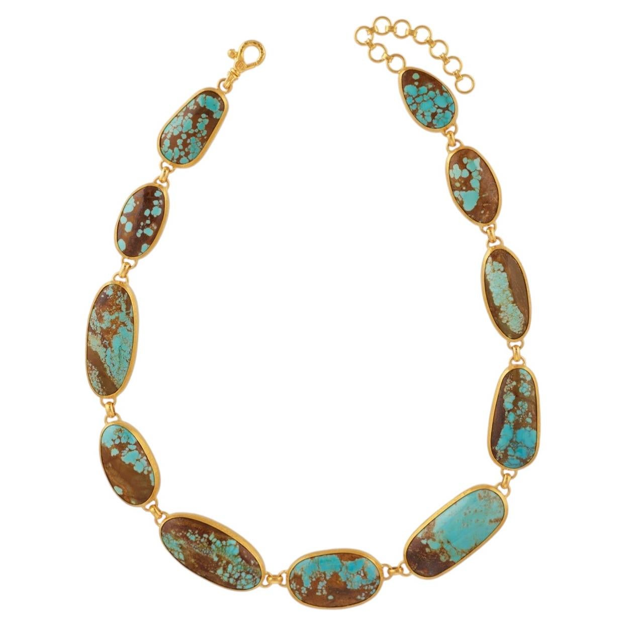 Pre-owned Gurhan One-of-a-kind 24k Gold Pilot Mountain Turquoise Necklace In Multiple