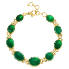 Gurhan One-of-a-Kind 24K Gold Cabochon Emerald & Diamond Bracelet