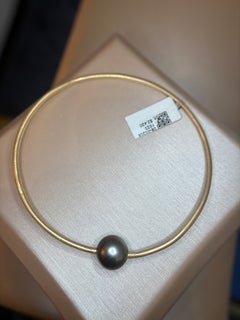 Jhana Pearl 18K Gold Tahitian Pearl Large Bangle Bracelet – Luxury Jewelry