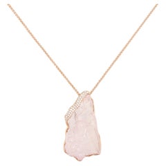 Jorge Adeler 18K Yellow Gold Raw Kunzite & Diamond Necklace – Luxury Jewelry