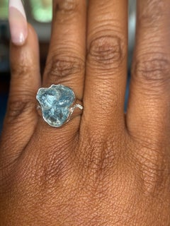 Jorge Adeler 18K White Gold Raw Aquamarine & Diamond Ring – Luxury Jewelry