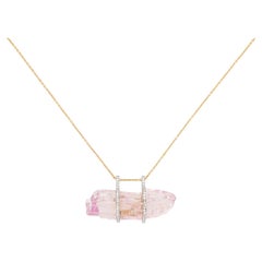 Jorge Adeler 18K Yellow Gold Raw Kunzite & Diamond Pendant – Luxury Jewelry