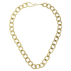 Jorge Adeler 18K Yellow Gold Large Hammered Link Necklace – Luxury Jewelry