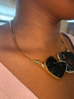 Jorge Adeler 18K Yellow Gold Black Tourmaline & Diamond Collar Necklace