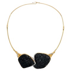 Jorge Adeler 18K Yellow Gold Black Tourmaline & Diamond Collar Necklace