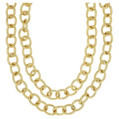 Jorge Adeler 18K Yellow Gold Medium Hammered Link Chain Necklace