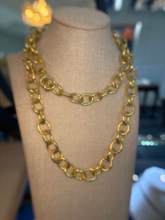 Jorge Adeler 18K Yellow Gold Medium Hammered Link Chain Necklace
