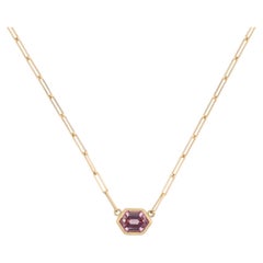 Kimberly Collins 18K Yellow Gold Malaya Pink Garnet Bezel Necklace