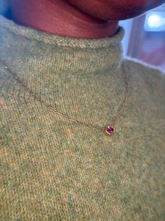 Kimberly Collins 18K Yellow Gold Malaya Pink Garnet Bezel Necklace
