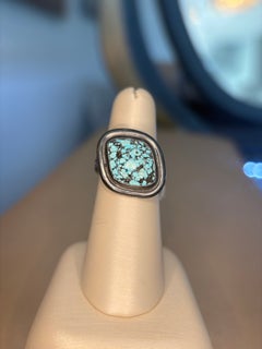 Lika Behar Oxidized Silver Spiderweb Turquoise & Diamond Ring