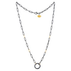 Lika Behar Oxidized Silver & 24K Gold Paperclip Chain with Charm Enhancer