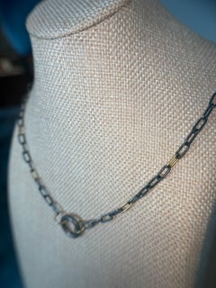 Lika Behar Oxidized Silver & 24K Gold Paperclip Chain with Charm Enhancer