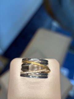 22K Yellow Gold & Oxidized Silver Stockholm Crosswire Diamond Ring