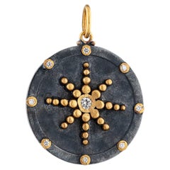 Lika Behar 24K Yellow Gold & Oxidized Silver Diamond Compass Pendant