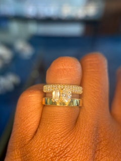Loraida 18K Yellow Gold Double Ring with Oval & Emerald Cut Diamonds