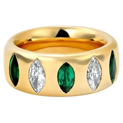 Mark Henry 18K Yellow Gold Guardian Ring with Marquise Emerald & Diamond