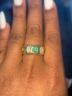 Mark Henry 18K Yellow Gold Guardian Ring with Marquise Emerald & Diamond