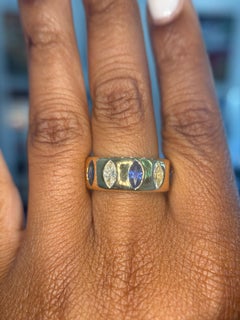 Mark Henry 18K Yellow Gold Guardian Ring with Marquise Sapphires & Diamonds