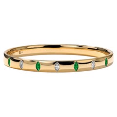 Mark Henry 18K Yellow Gold Guardian Bangle with Marquise Emeralds & Diamonds