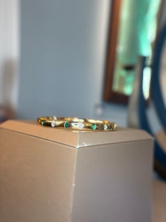 Mark Henry 18K Yellow Gold Guardian Bangle with Marquise Emeralds & Diamonds