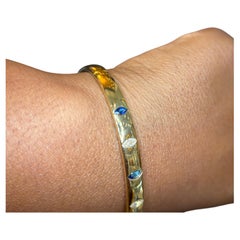 Mark Henry 18K Yellow Gold Guardian Bangle with Marquise Sapphires & Diamonds