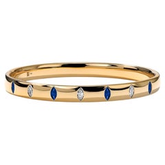 Mark Henry 18K Yellow Gold Guardian Bangle with Marquise Sapphires & Diamonds