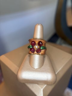 Lotus Arts de Vivre Blossoming Bamboo Ring with Pink Tourmaline, Diamond & Tsavo