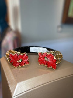 Bracciale rigido Lotus Arts de Vivre in oro giallo 18 carati, legno nero e lacca cinese al cinabro