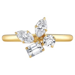 Michael M 18K Yellow Gold Montage Ring with Round, Marquise, Emerald & Pear