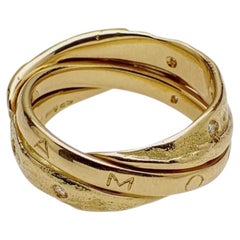 Misani Double 18K Yellow Gold Ring with 0.18ctw Diamonds and “Amore Mio”