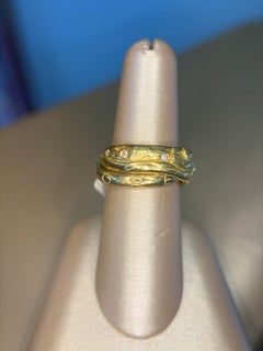 Misani Double 18K Yellow Gold Ring with 0.18ctw Diamonds and “Amore Mio”
