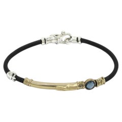 Misani 18K Yellow Gold & Sterling Silver Leather Bracelet with 1.0ct Round Londo