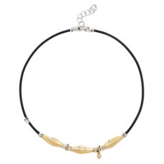 Misani 18K Yellow Gold & Sterling Silver Leather Necklace with Hammered Gold
