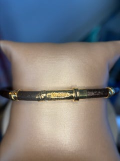 Bracciale Misani in pelle Grand Tour con elementi in oro martellato 18 carati