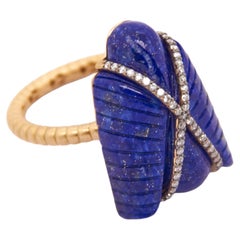 Silvia Furmanovich 18K Yellow Gold Egypt Fly Ring with Lapis Lazuli and Diamonds