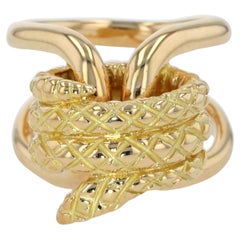 TANE 18K Yellow Gold Snake Knotted Ring – Sculptural Designer Statement Jewelry