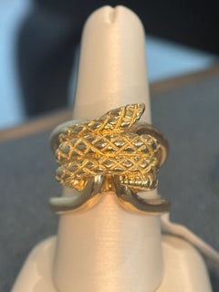 TANE 18K Yellow Gold Snake Knotted Ring – Sculptural Designer Statement Jewelry
