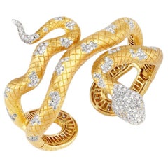 Lydia Courteille 18K Yellow Gold Diamond Snake Cuff Bracelet with 8.47 Carats