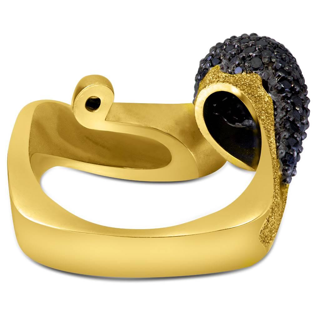 Black Diamonds and Gold Calla Ring by Alex Soldier. Ltd Ed. Handmade in NYC 3