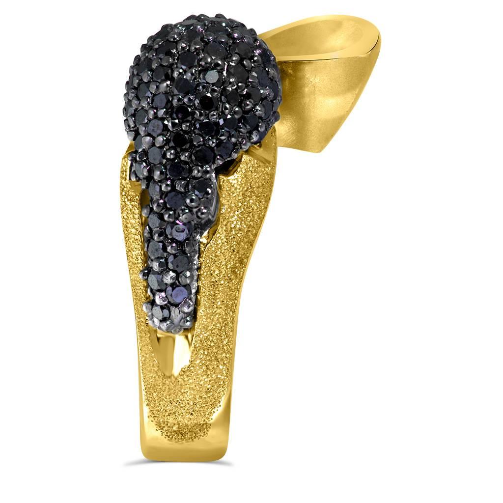 Black Diamonds and Gold Calla Ring by Alex Soldier. Ltd Ed. Handmade in NYC 1