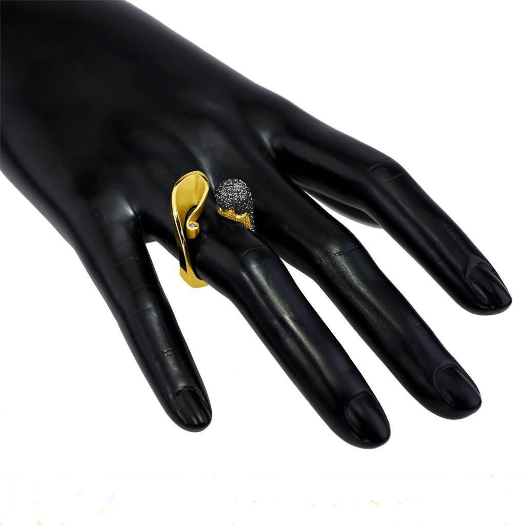 Black Diamonds and Gold Calla Ring by Alex Soldier. Ltd Ed. Handmade in NYC 4